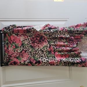 Lularoe wrap skirt roses animal leopard print